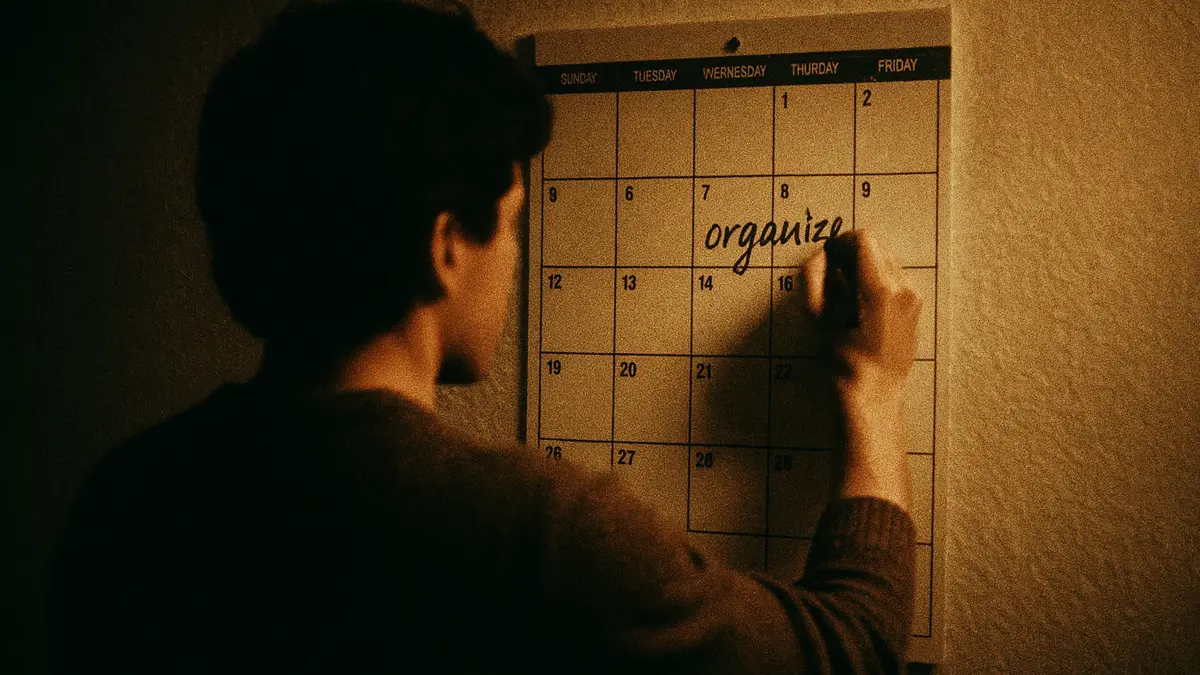 Persona che pianifica la giornata con agenda