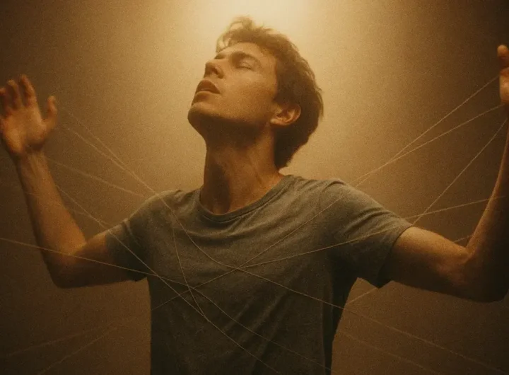 Persona che si libera da fili invisibili