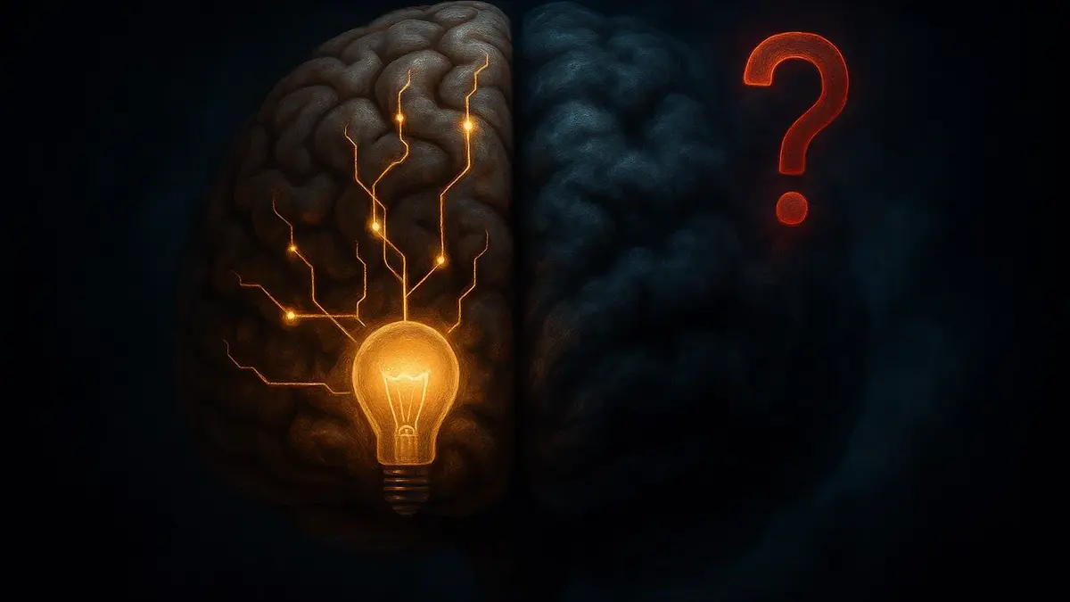 Primo piano del cervello umano illuminato da percorsi di sinapsi