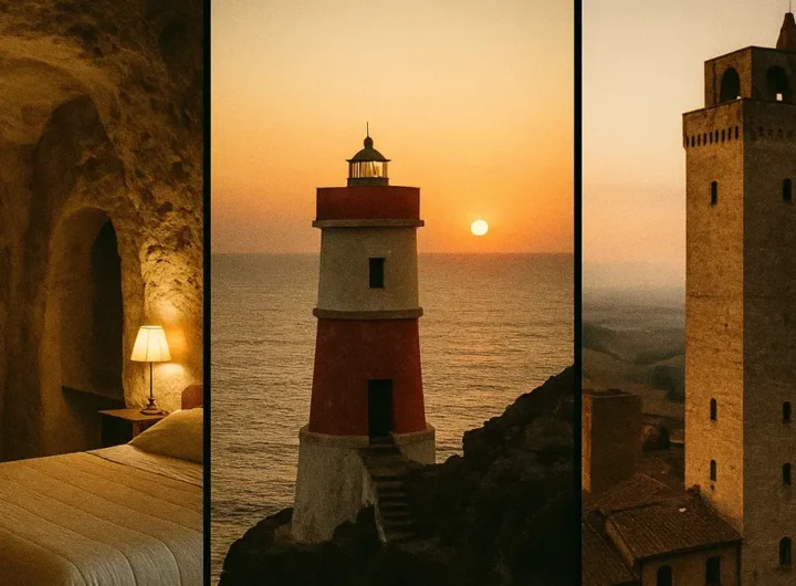 Primo piano di un faro storico italiano