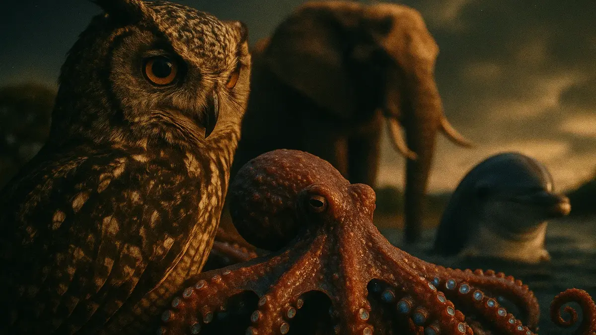 Primo piano di un gufo che ruota la testa di 270 gradi