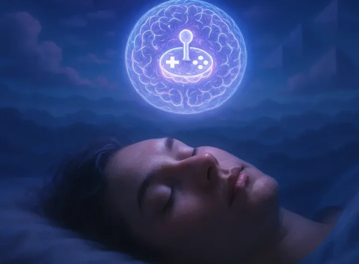 Primo piano di una persona che dorme con un sorriso