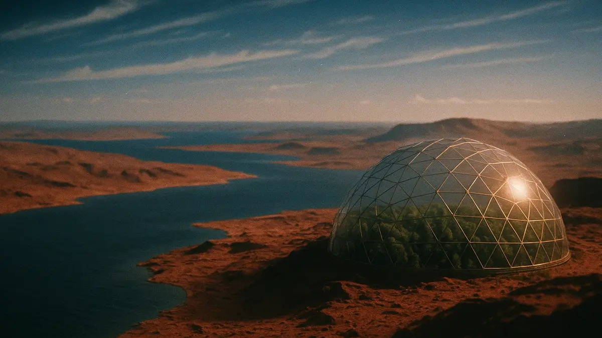 Rappresentazione artistica di Marte terraformato