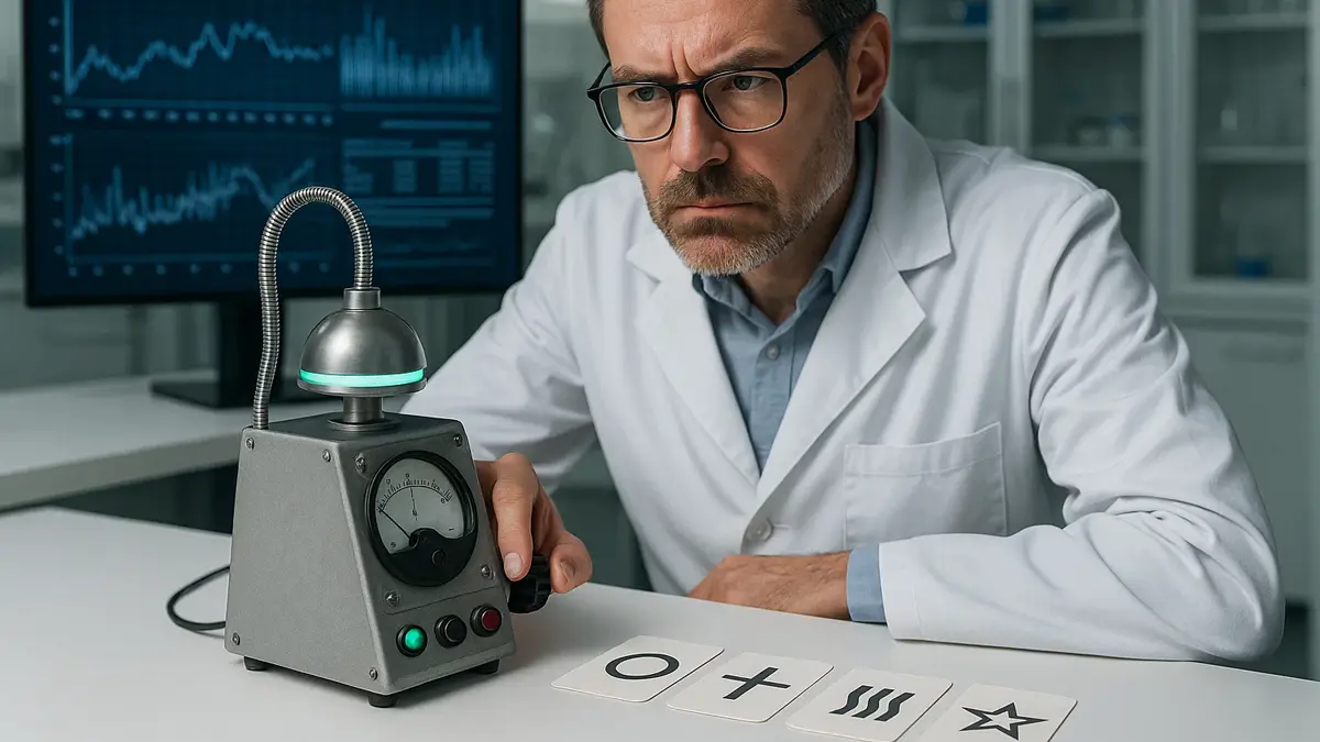 Ricercatore in laboratorio esamina carte Zener sotto luce controllata