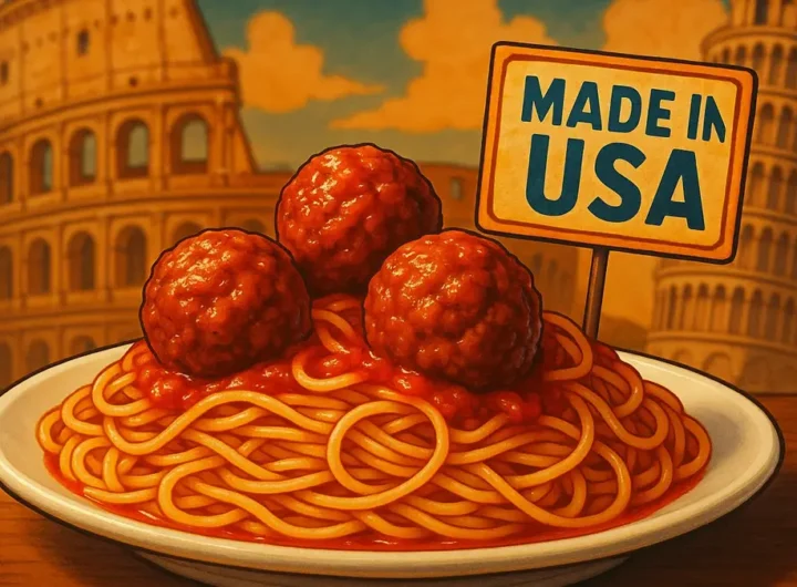 Spaghetti con grandi polpette