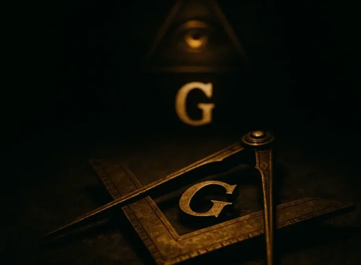 Squadra e Compasso massonici intrecciati con la lettera G