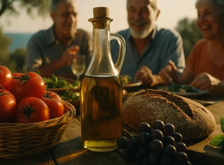 Tavolo imbandito con alimenti della Dieta Mediterranea