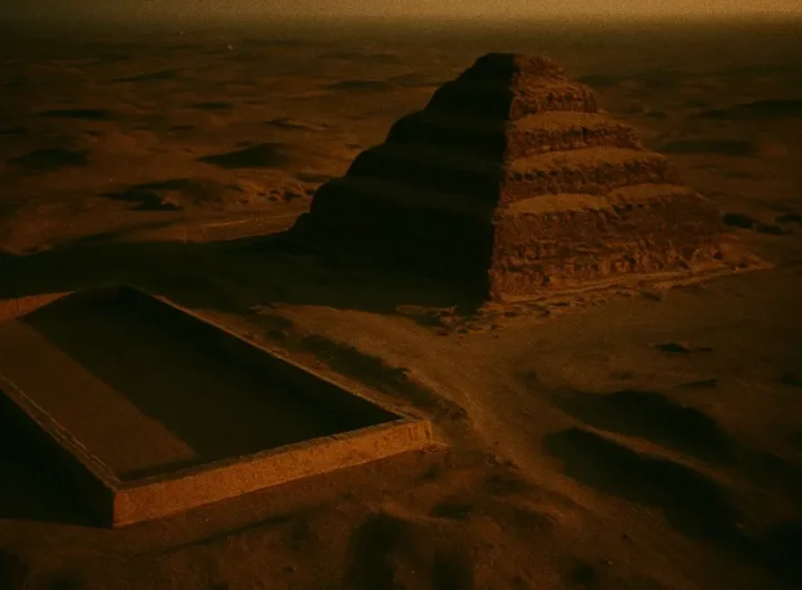 Vista aerea Piramide a Gradoni di Djoser Saqqara Egitto con Gisr el-Mudir
