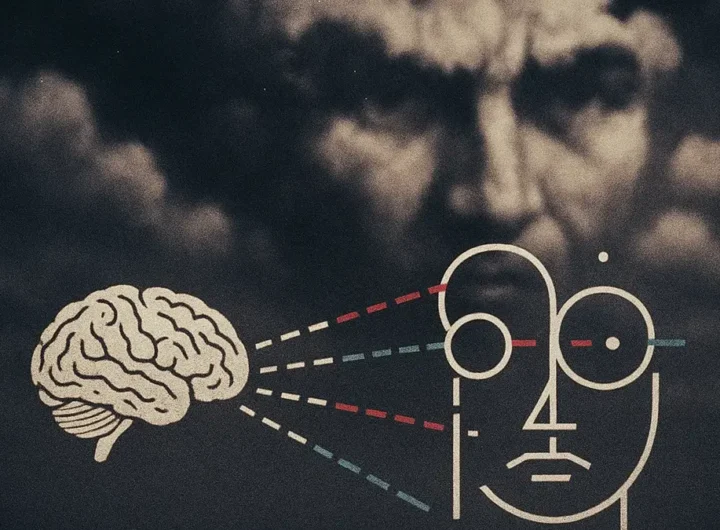 Volto stilizzato formato da nuvole nel cielo