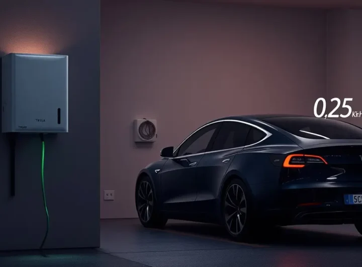 Wallbox domestica in ricarica su auto elettrica in garage