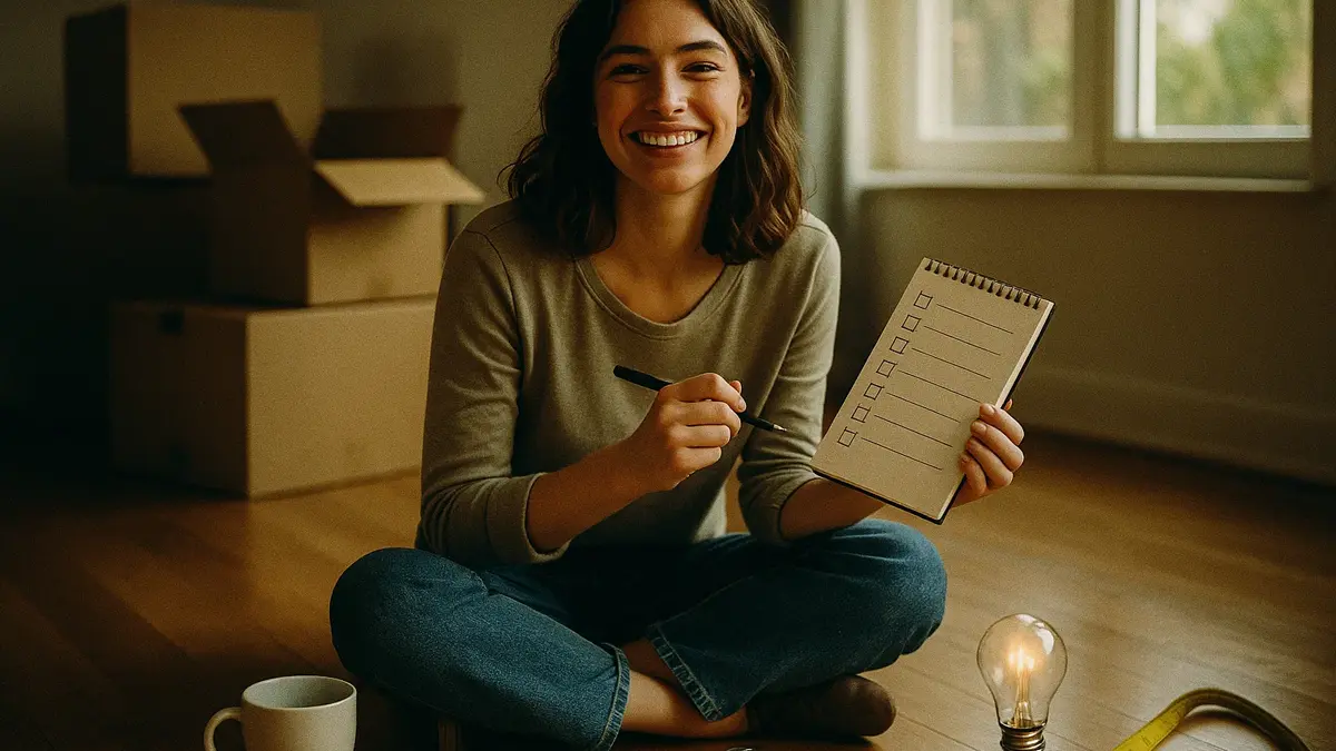 donna-felice-con-scatole-in-mano-checklist-arredamento-essenziale-casa-nuova