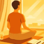 donna-sorridente-che-medita-alla-luce-del-sole