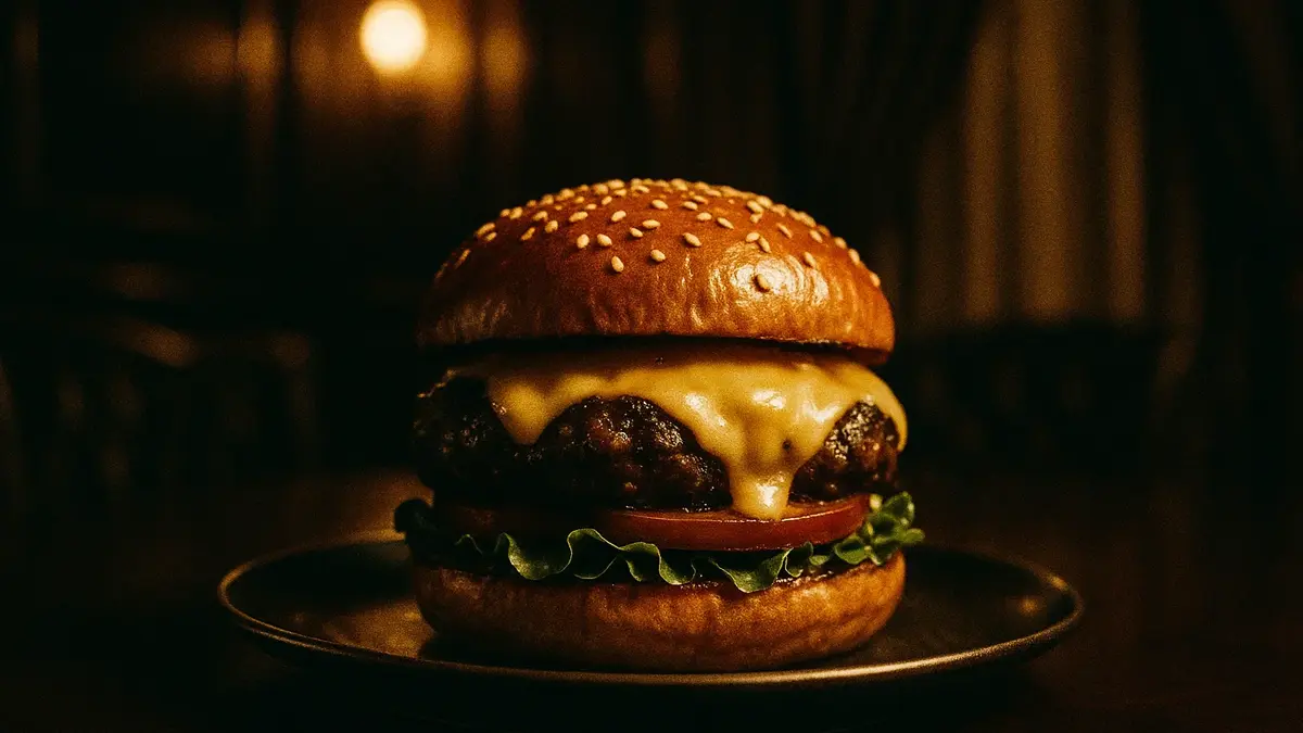 hamburger più costoso del mondo da $11000 su un piatto elegante in una sala privata