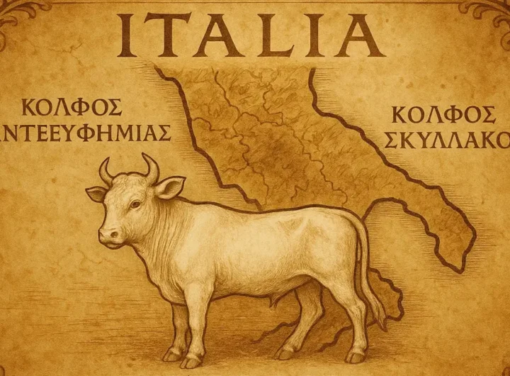mappa storica che mostra la prima estensione del nome Italia