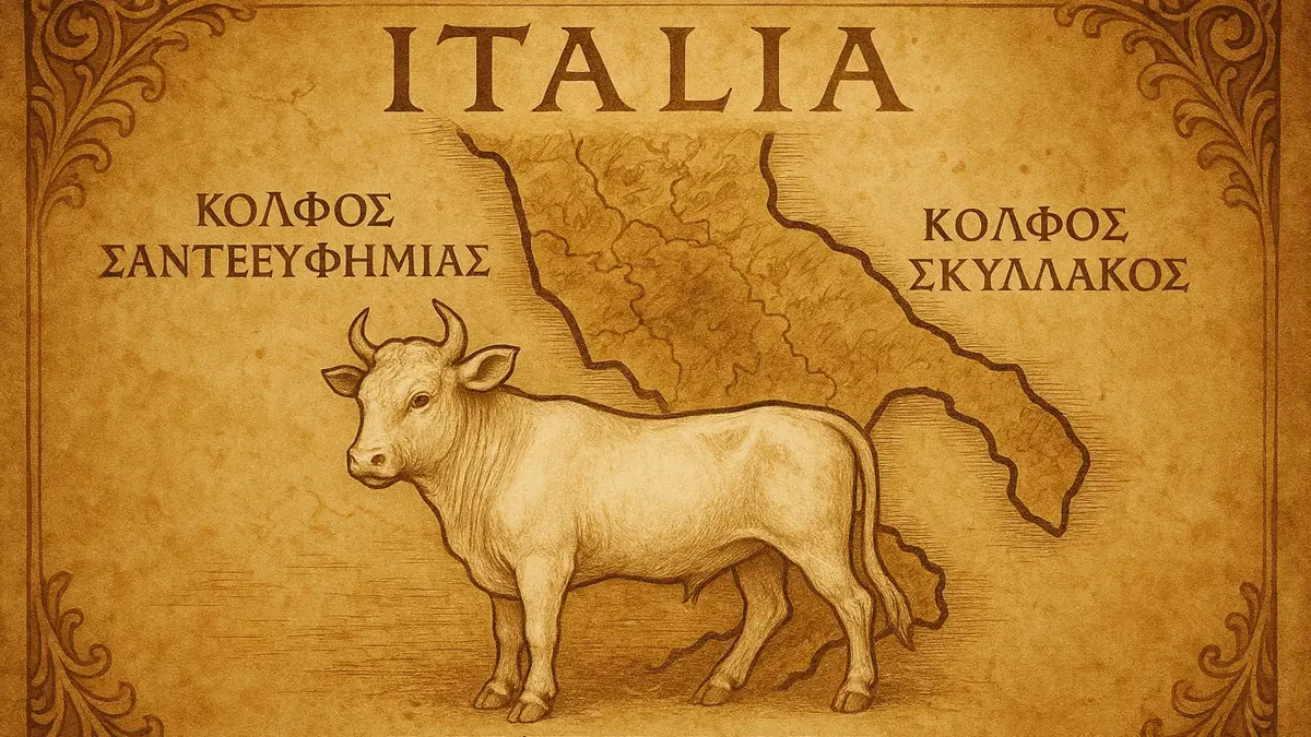 mappa storica che mostra la prima estensione del nome Italia