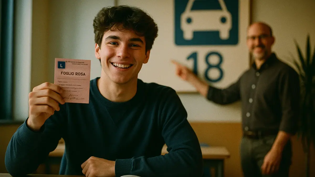ragazzo-diciottenne-foglio-rosa-autoscuola-iscrizione-patente-b