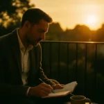 routine-mattutina-persona-di-successo-lettura-pianificazione