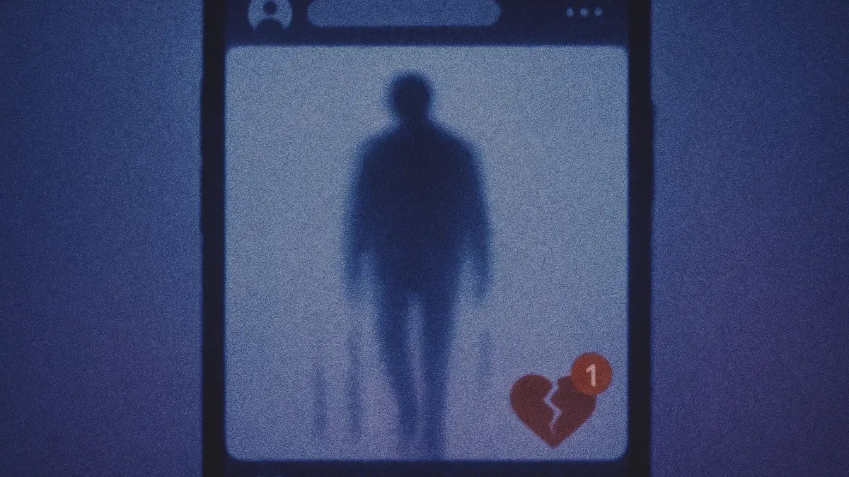 simbolo ambiguita relazionale ghosting orbiting breadcrumbing persone che si allontanano da smartphone