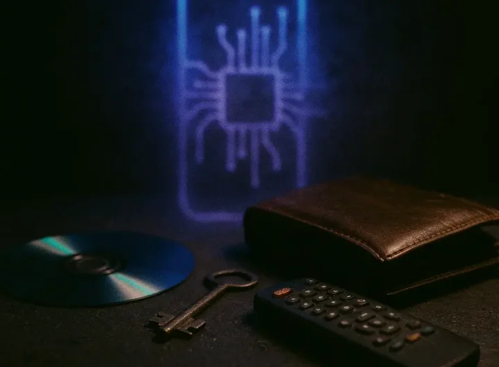 tavolo con oggetti comuni obsoleti