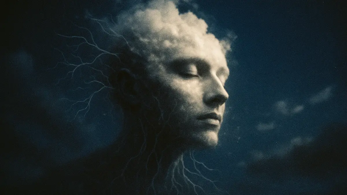 Cervello umano con connessioni che si dissolvono in particelle di luce