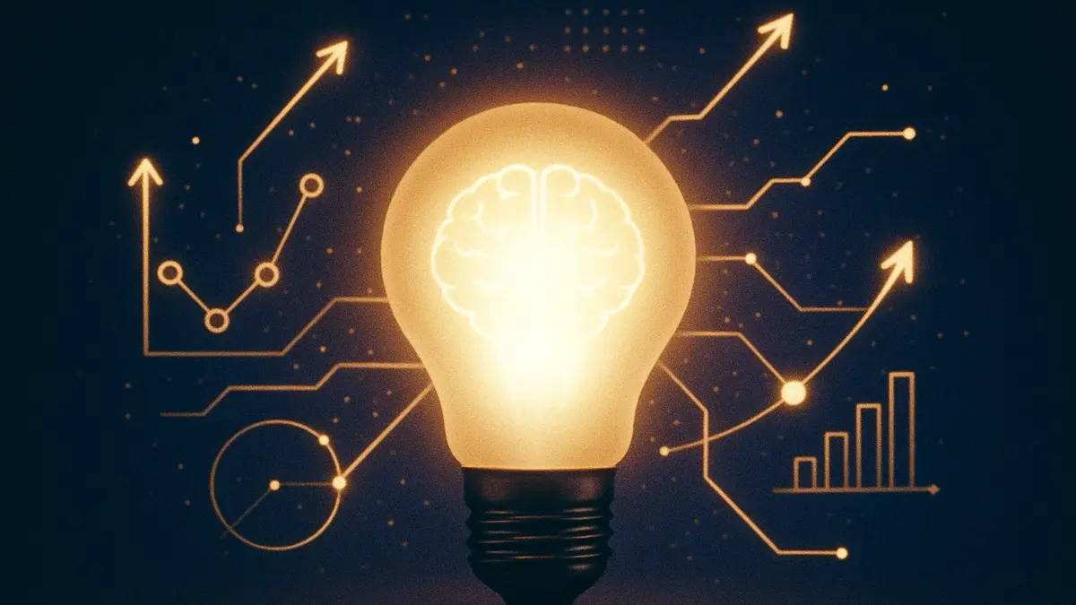 Mano che muove un pezzo di puzzle luminoso a forma di cervello